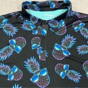 Birdie Bound Polo Shirt Men's 3XL Pineapple Sunglasses AOP Golf Stretch